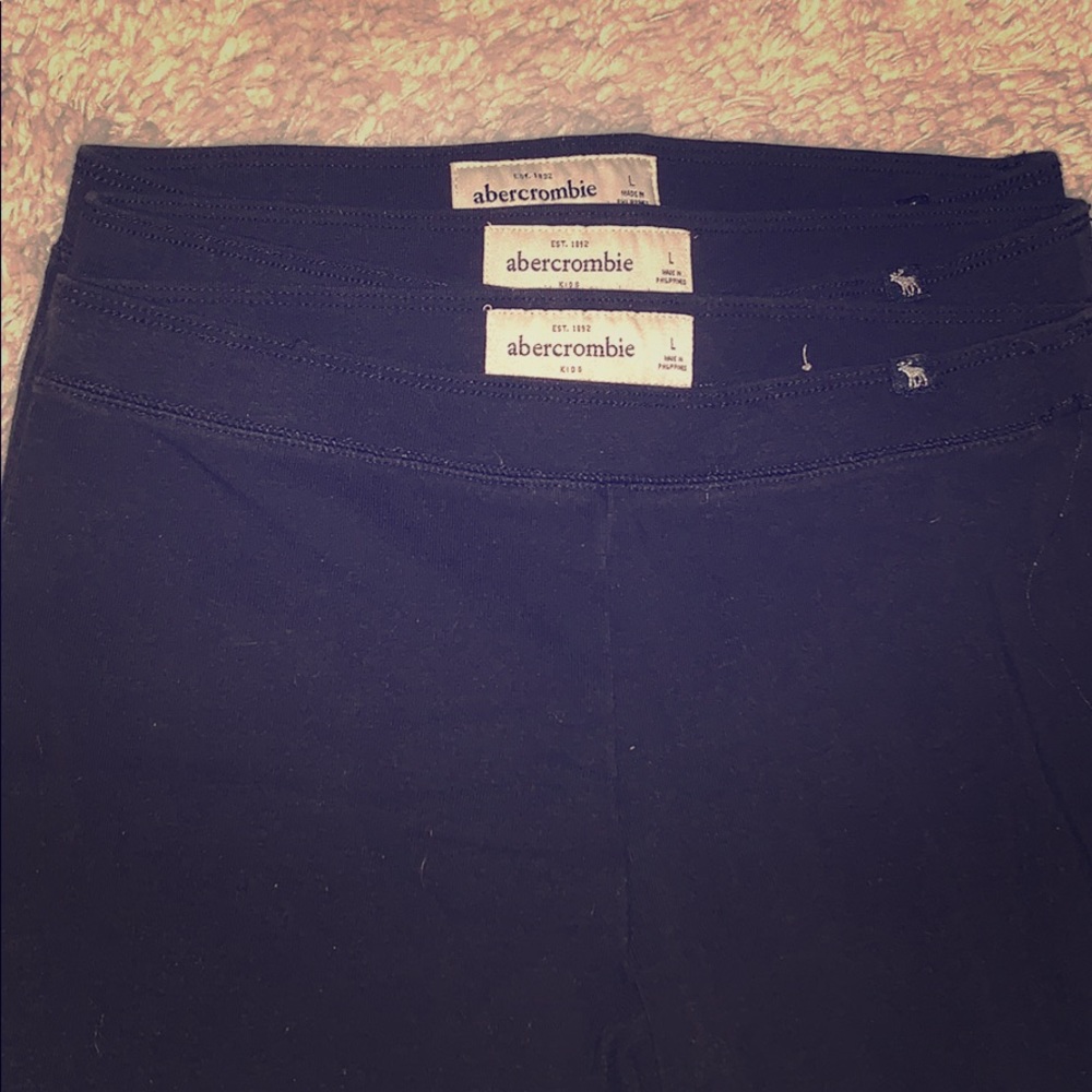 3 large Abercrombie kids black leggings